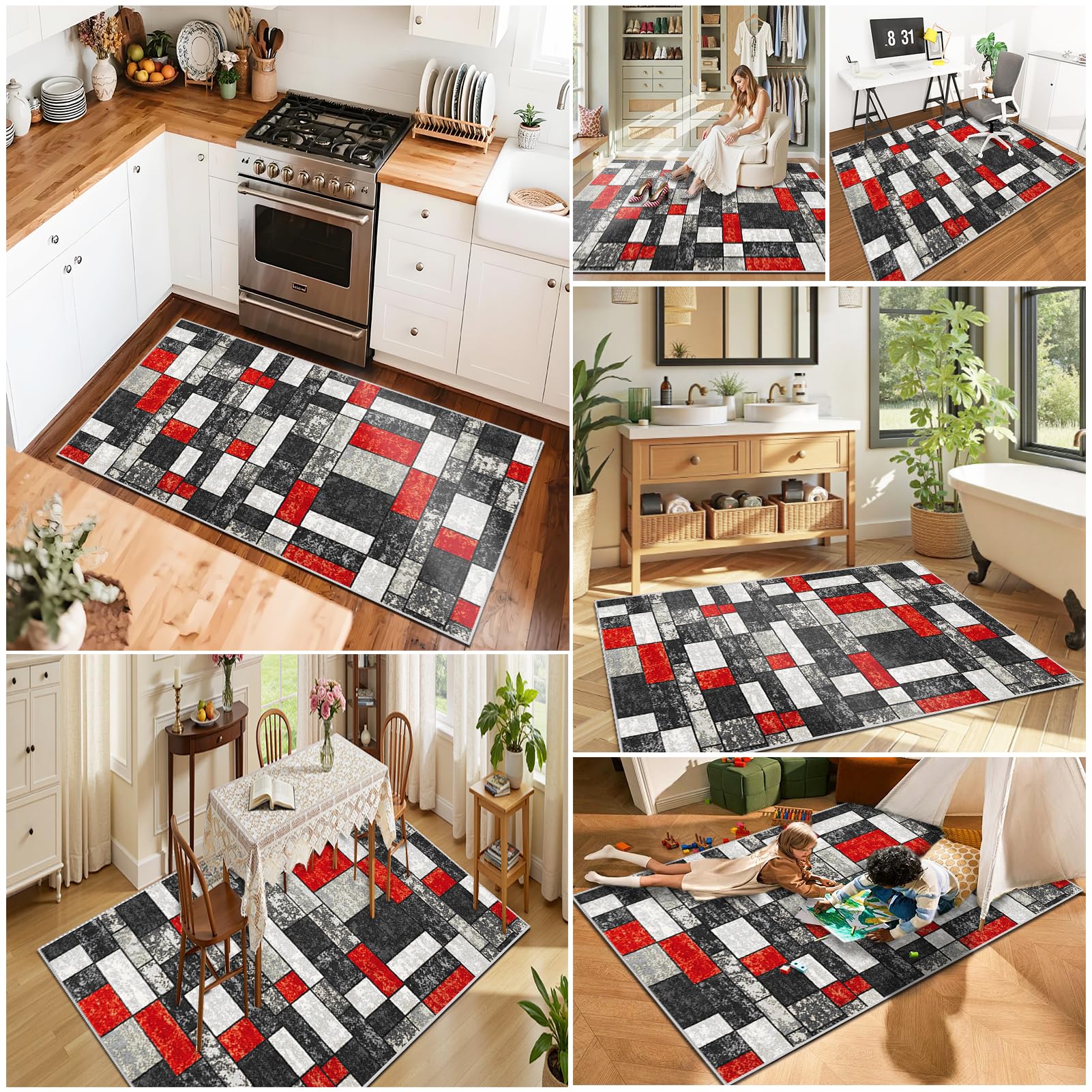 Dywan do salonu Można prać w pralce Antypoślizgowy dywan, 120 x 170 cm Dywan do sypialni Stojący dywanik do przedpokoju Dekoracja dywanu do salonu, przedpokoju, sypialni i kuchni