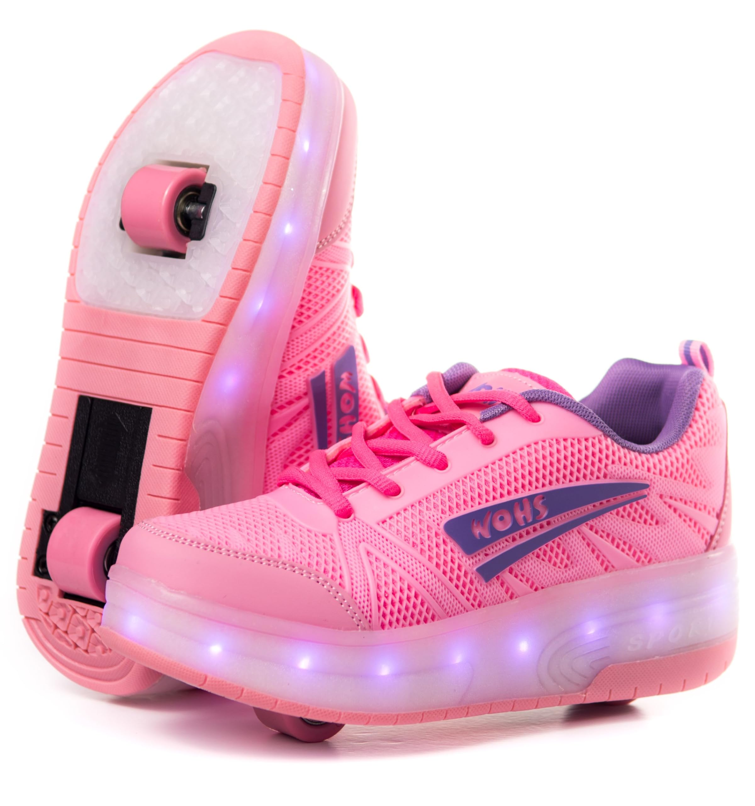 Turnschuhe mit Zwei Rädern und LED-Leuchten, Wiederaufladbar, 16 Lichteffekte