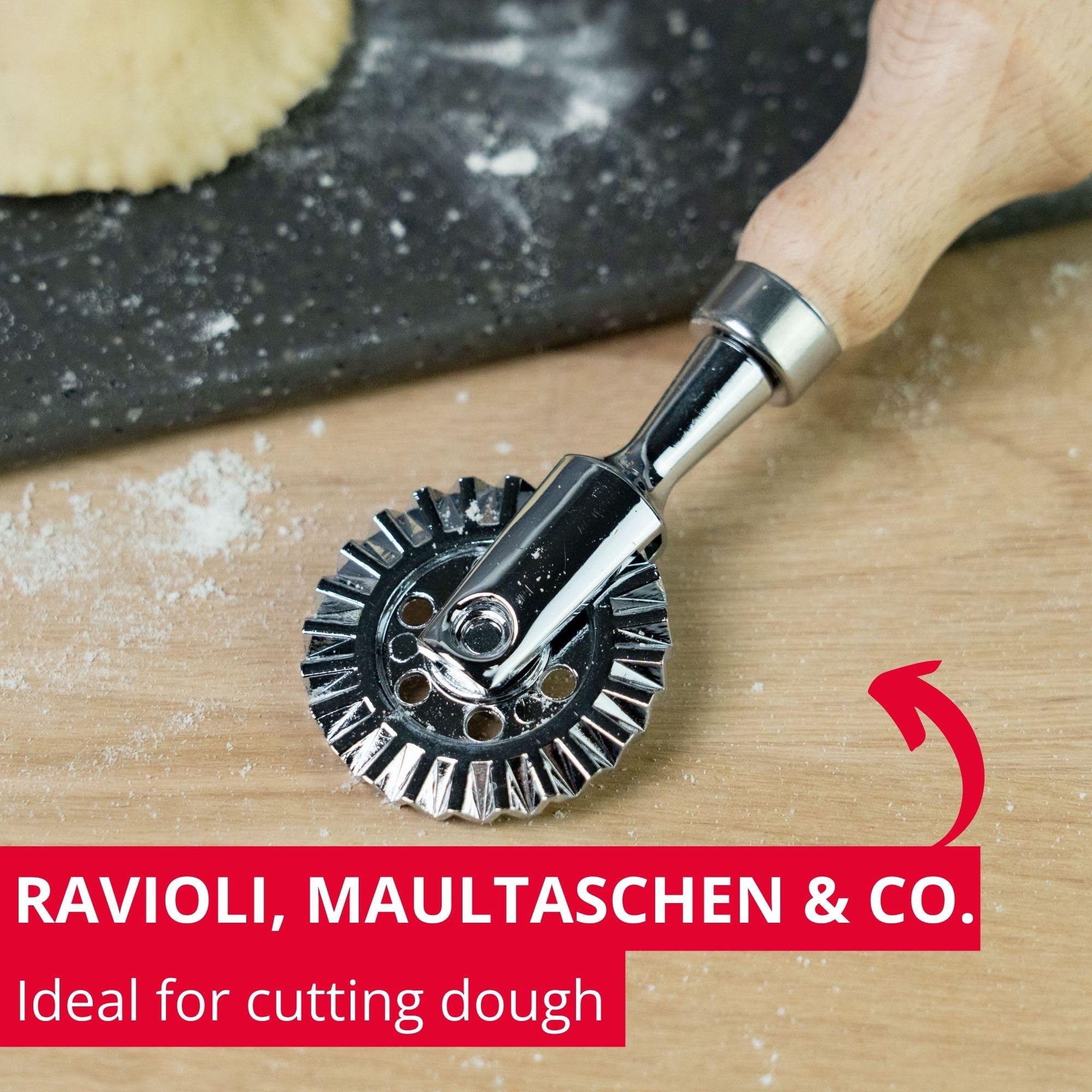 Westmark Praktyczne Koło do Ciasta Ravioli Cutter/Pastry Wheel Sofia, do Wykrawania Domowego Makaronu i Ciasta, Średnica Koła 39 mm, Cynk, Drewno Bukowe
