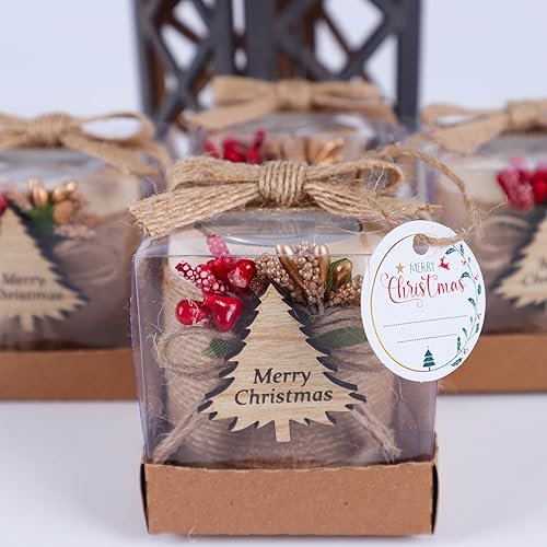 Miniatura 7 de HTF Pack of 10 Wood Tealight Candle Holder Christmas Tealight Candle Holder Decorations Wooden Cylinder Candle Holders for Table Centerpiece Thank