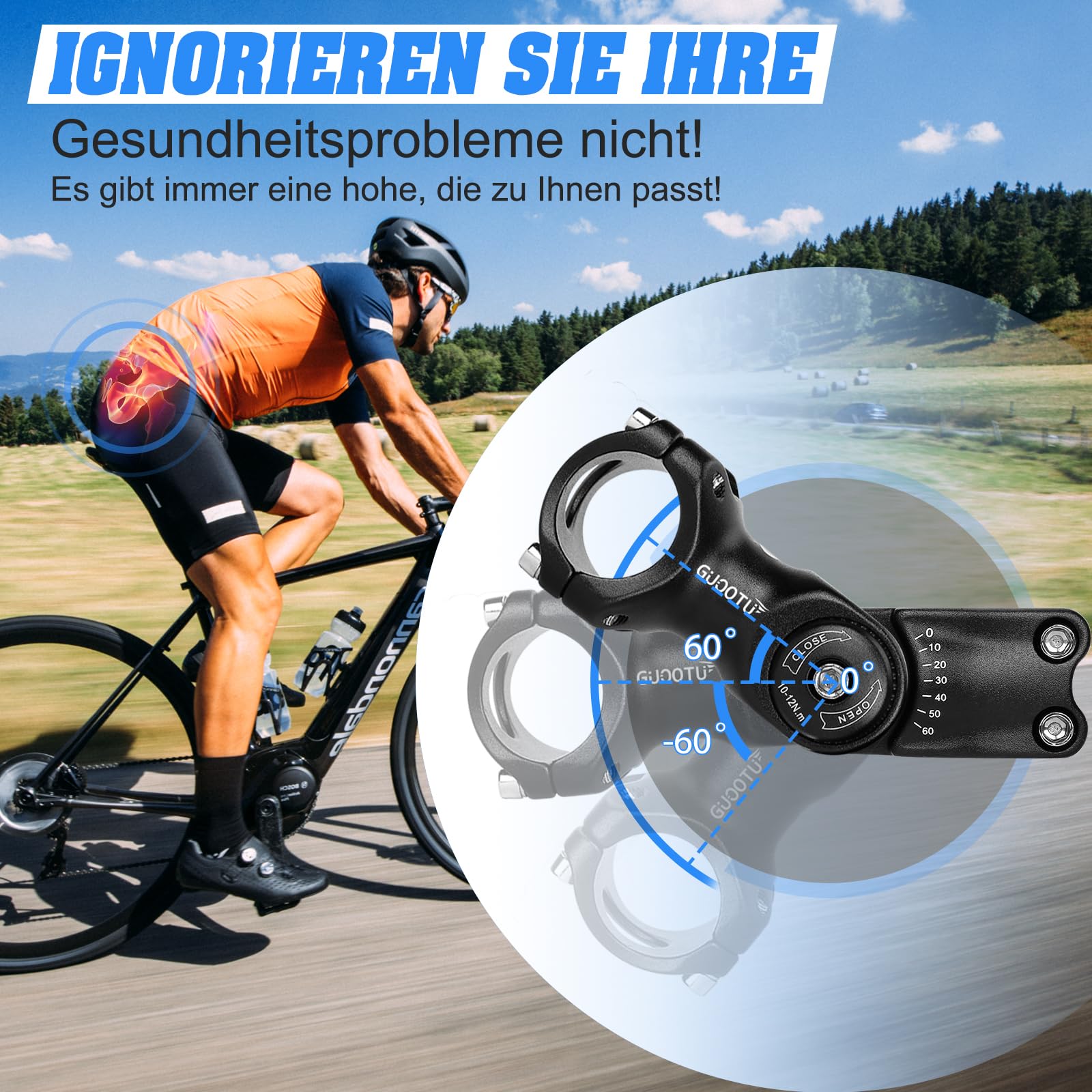 Fahrrad Lenkererhhung Aluminium Schwarz - Verstellbarer Lenkervorbau Fr  MTB, Rennrad & Citybike