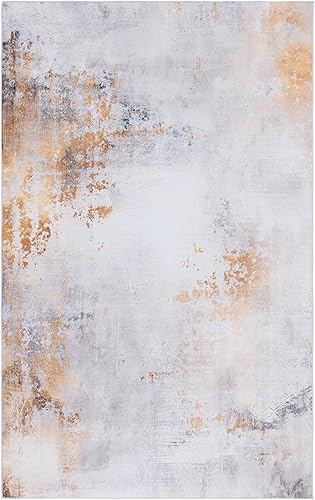 Miniatura 2 de Safavieh Tacoma Collection - Alfombra de área de 8 x 10 pies, color gris y dorado, diseño abstracto moderno, no desprende pelusa y de fácil cuidado,