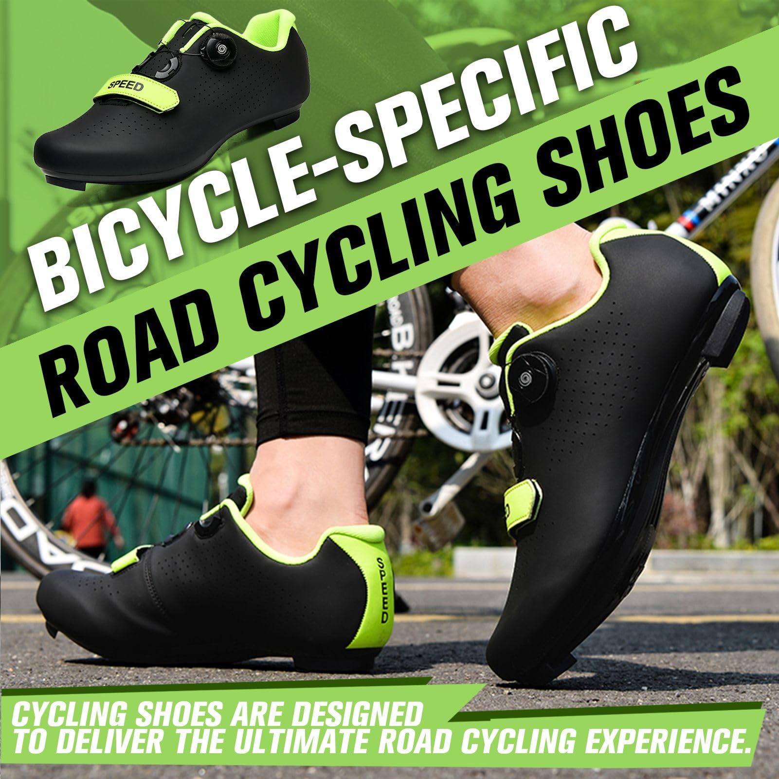 LZQpearl buty rowerowe, buty szosowe i górskie rower z gumową podeszwą, buty rowerowe do wnętrza antypoślizgowe i oddychające z systemem szybkiego obracania koronki