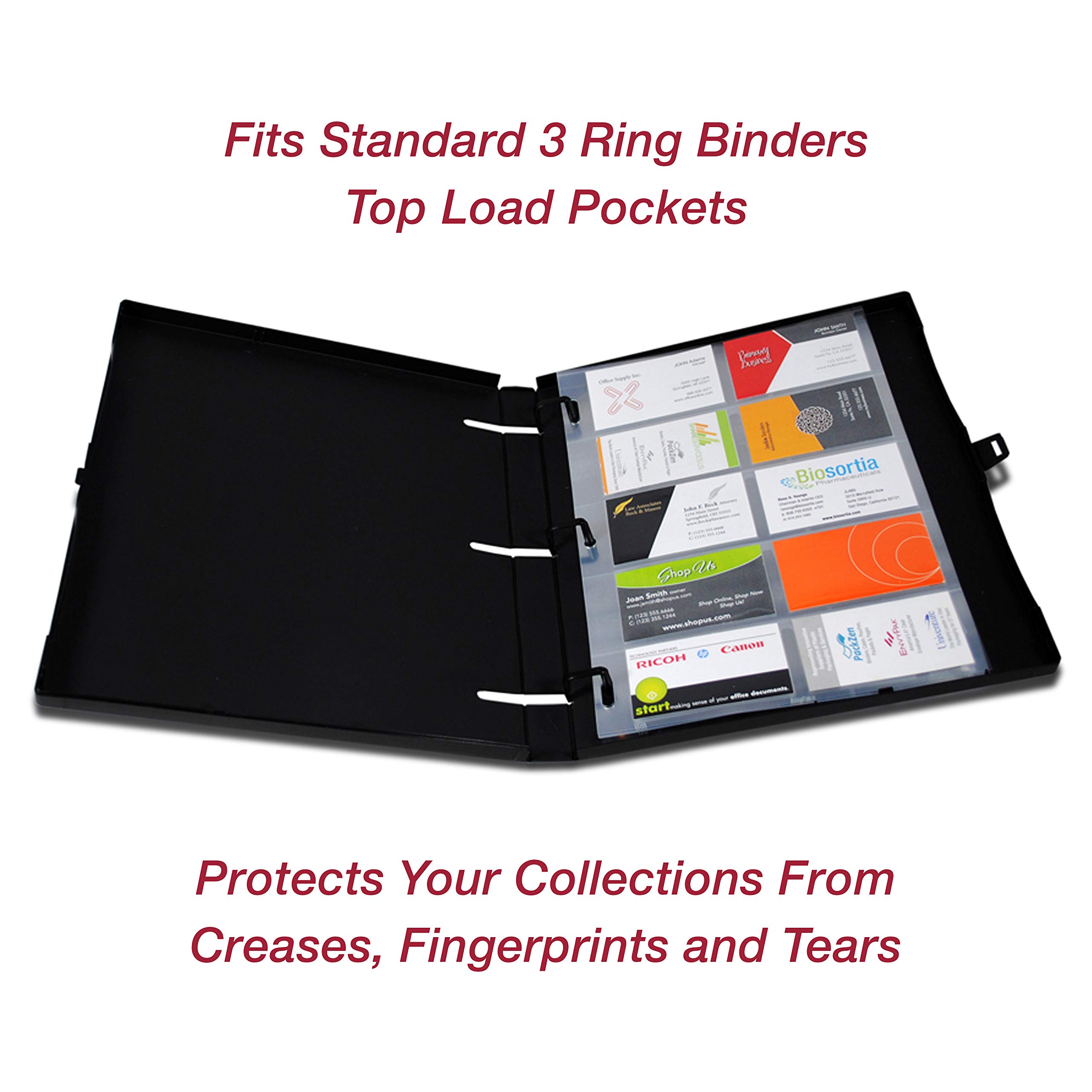 Amazon.com : EnvyPak Business Card Page Protector - Holds Ten 3.5 x 2 Inch  Cards - Clear Top Loading, Archival Safe - 3 Hole Punched