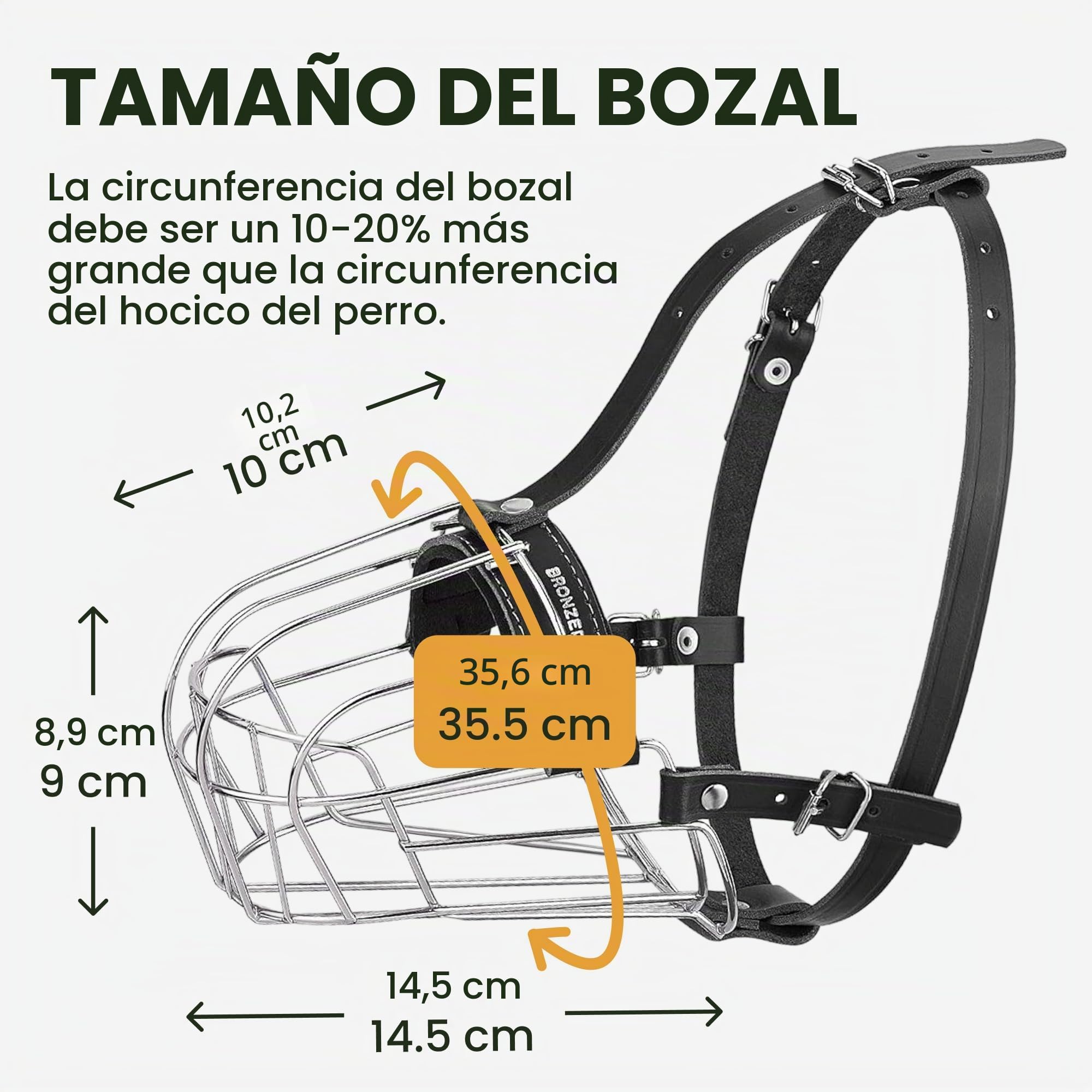 BronzeDog Bozal de Perro Pitbull máscara de Metal Amstaff Cesta de Alambre Pit Bull Correas de Cuero Ajustables para Perros Grandes