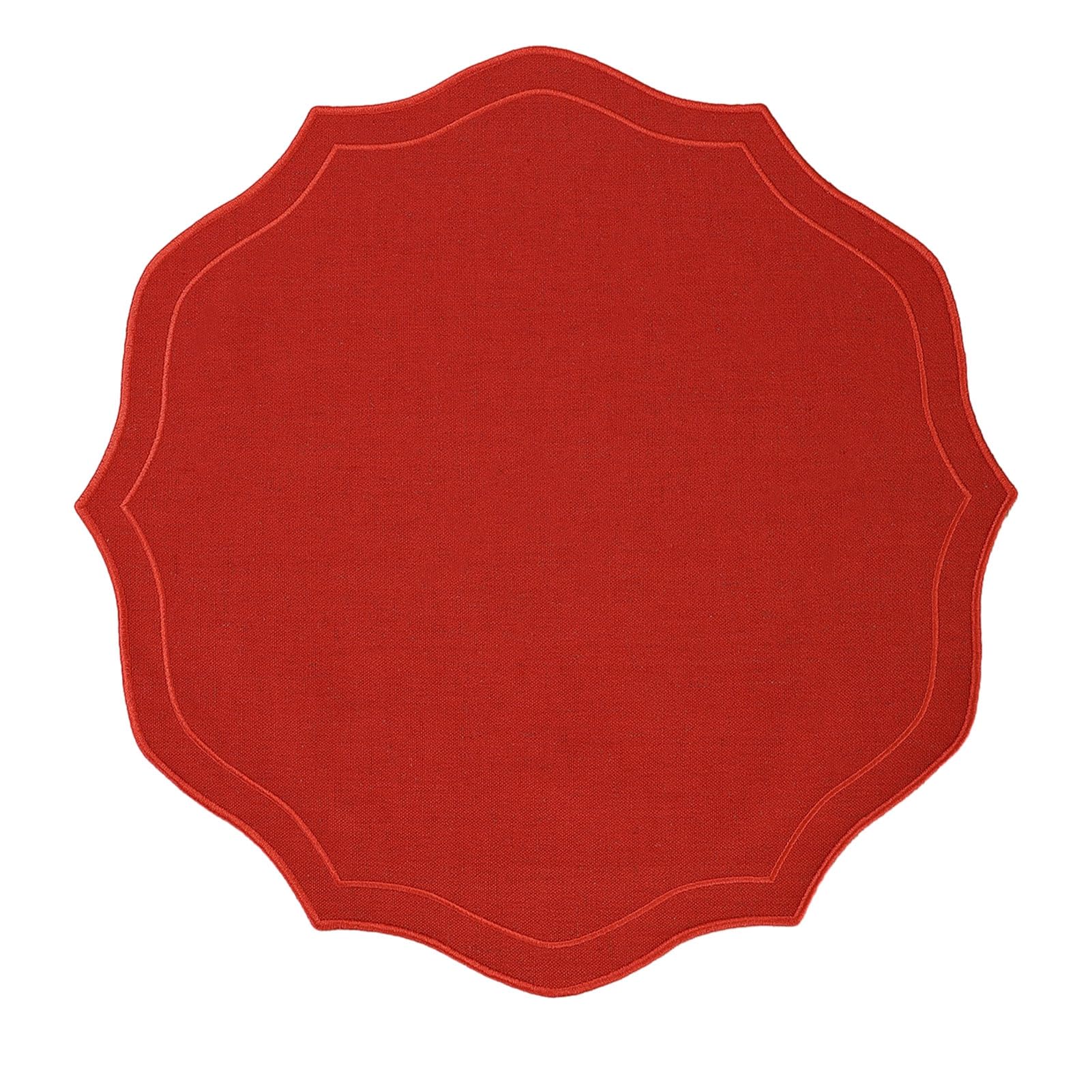 Virelynx Linen Placemats with Embroidery – Overlocking Dining Placemats Durable, Anti-Slip Table Protector for Hotel Restaurant Kitchen
