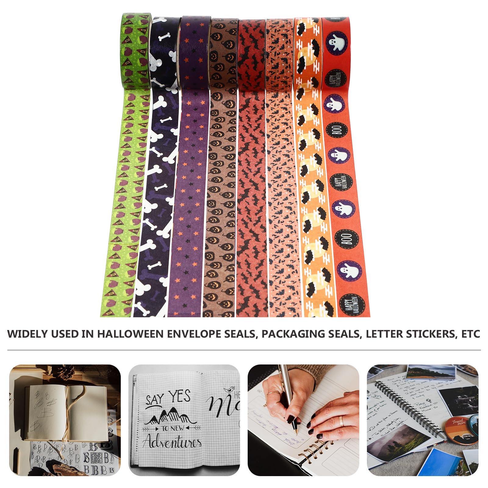 OSALADI 64 Rollos Cinta Washi de 5m Patrón de Halloween para Manualidades y Decoración en Fiestas, Adecuado para Sellar Sobres y Scrapbooking Creativo Varios Estilos