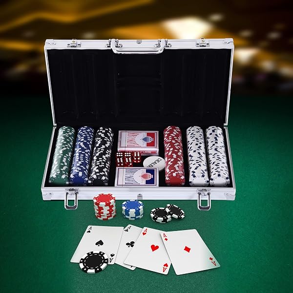 HOMCOM Valigetta Poker Professionale in Alluminio, Set Poker con 300 Fiches e 2 Mazzi per Texas hold'em e Blackjack - 2