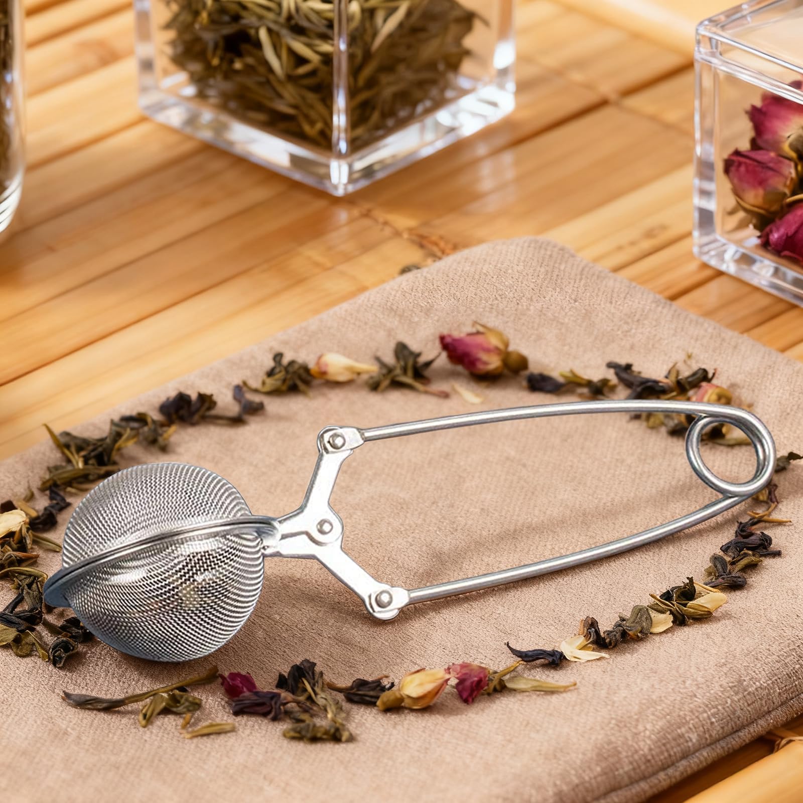 Colador de Té Esférico de Acero Inoxidable, Infusor de Té Rellenable, 4 Piezas para Tés y Especias