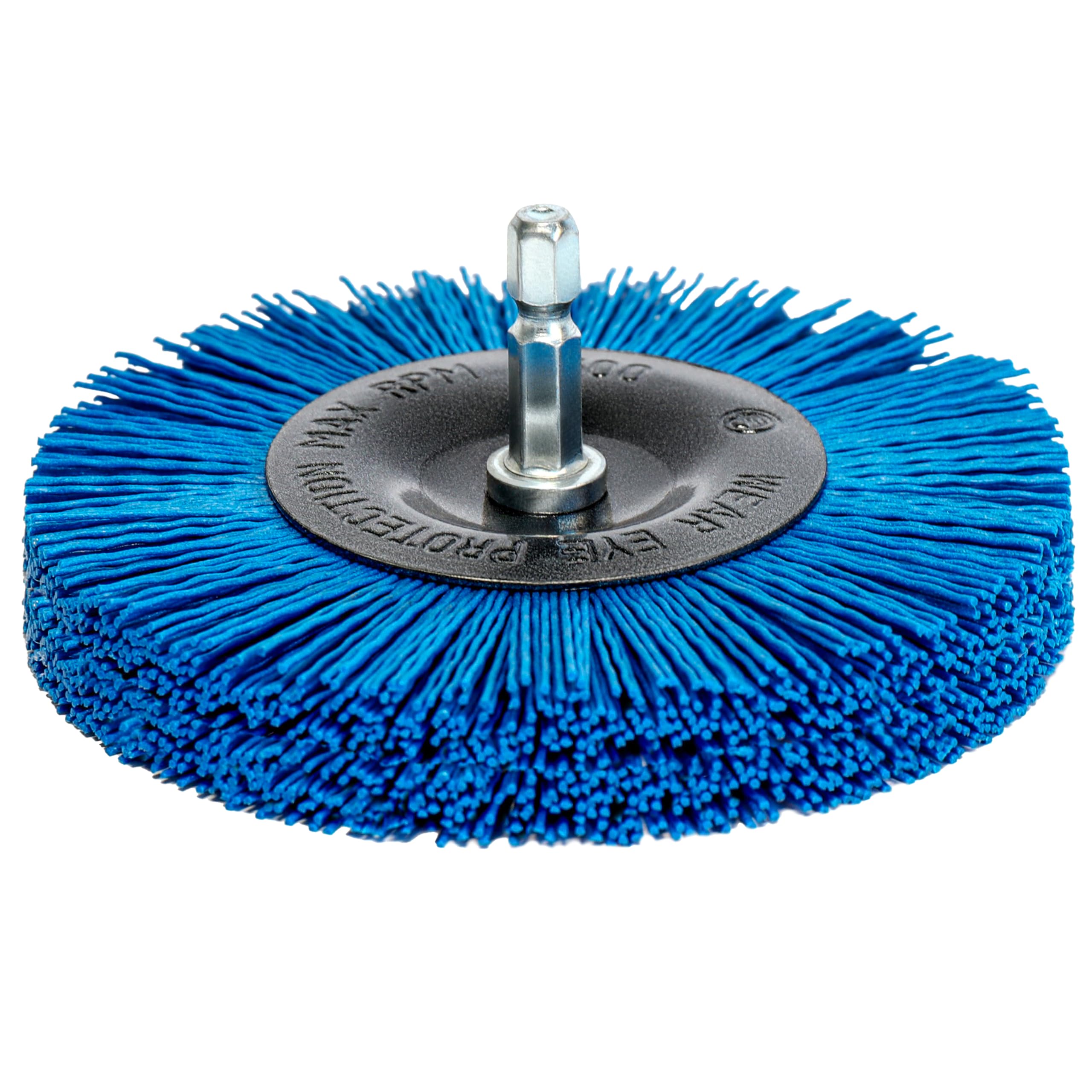 S&R Cepillo Circular de NYLON FINO 100 mm para madera y metal - Cepillo Profesional para Taladro o Amoladora Vástago hexagonal 1/4" (6.35 mm)