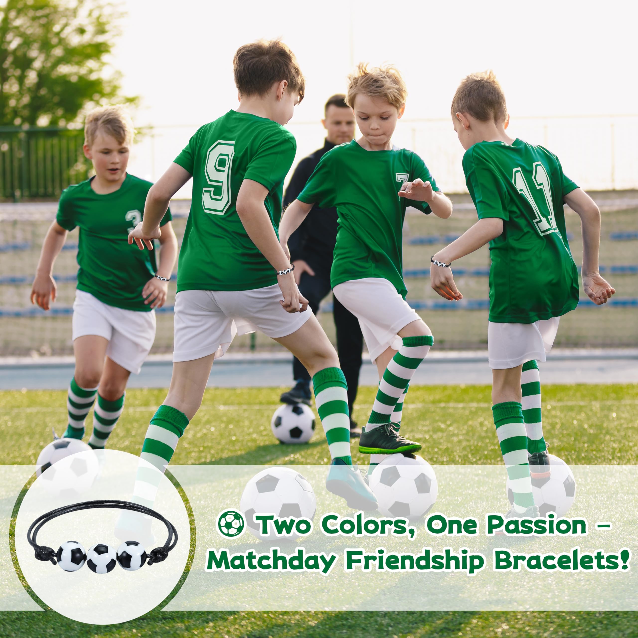 Pulseras de Fútbol Ajustables Pulseras de Tejido de Fútbol Trenzada a Mano Pulseras de Amistad para Niñas Niños Mujeres