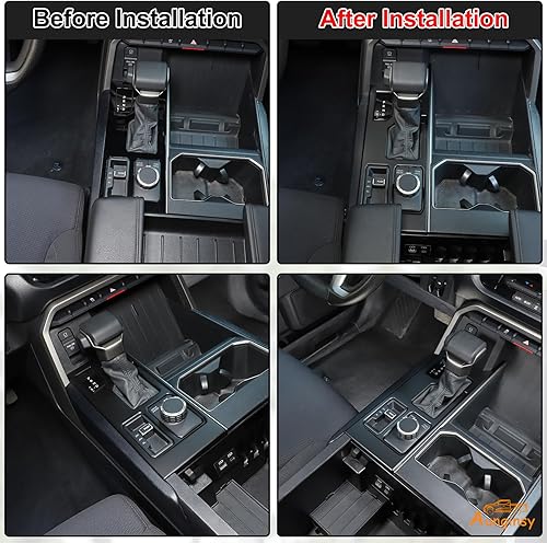 Vista 103 de Aunginsy Cubierta de panel de palanca de cambios de control central, compatible con Toyota Tundra/Sequoia 2022-2024, consola de palanca de cambios