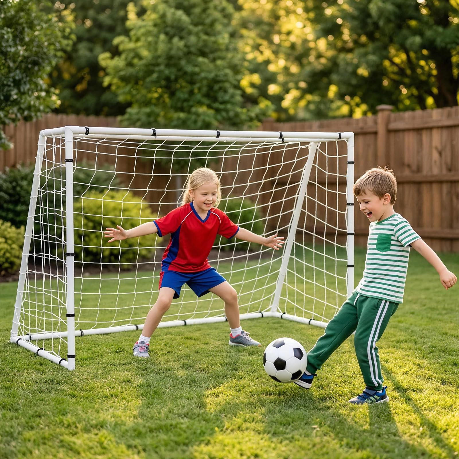 Porta da calcio per giardino, in metallo resistente e montaggio senza