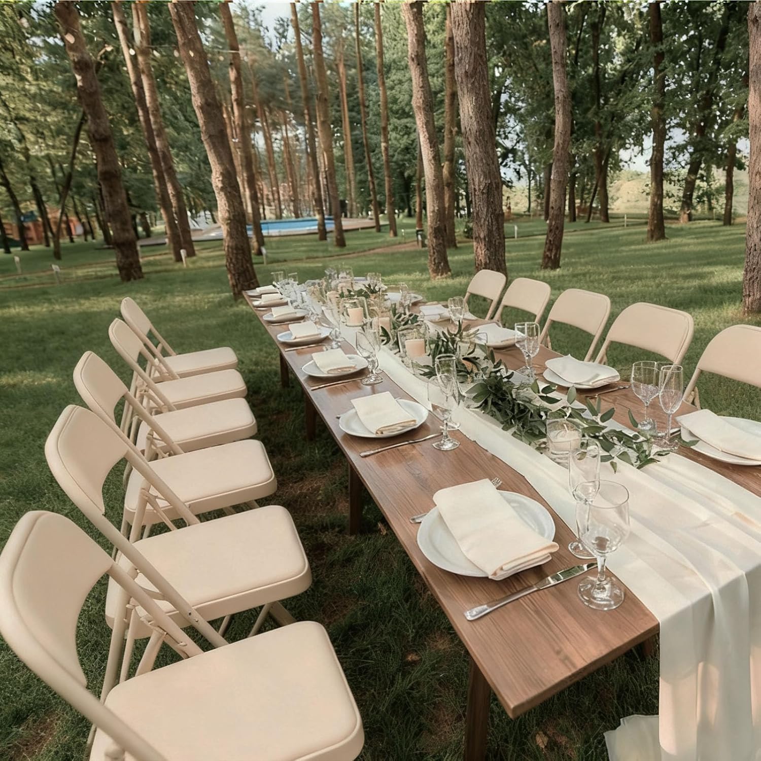 SHGJ&SOFT Set of 2 Folding Chairs with Padded Seats and Backs, Metal Frame Chair for Indoor and Outdoor, Home Office, Dorm, Party, Backyard, Lawn, Patio (Brown, 2-Pack)