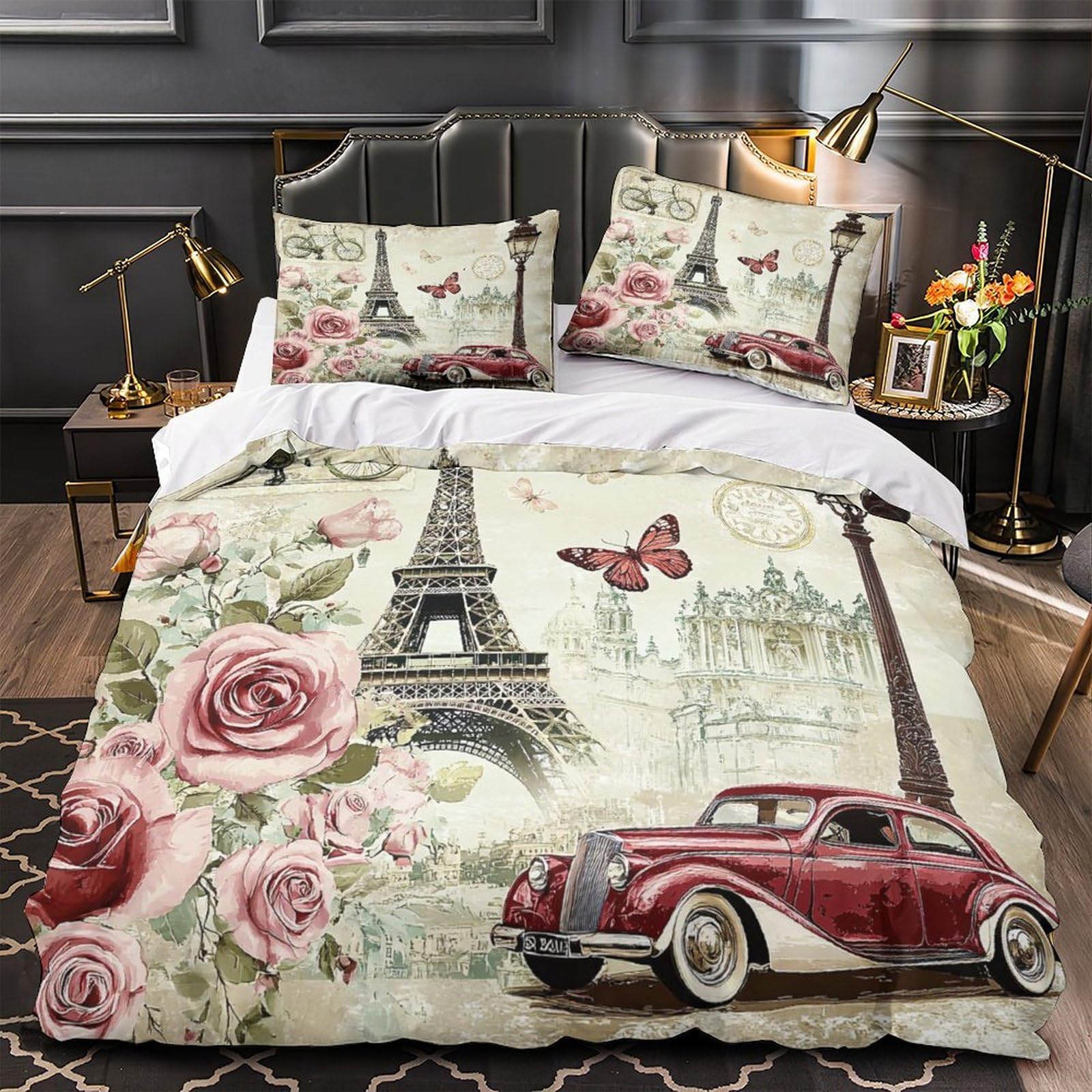 Housse de couette panda 3D 260x220 cm en microfibre douce avec taies d'oreiller