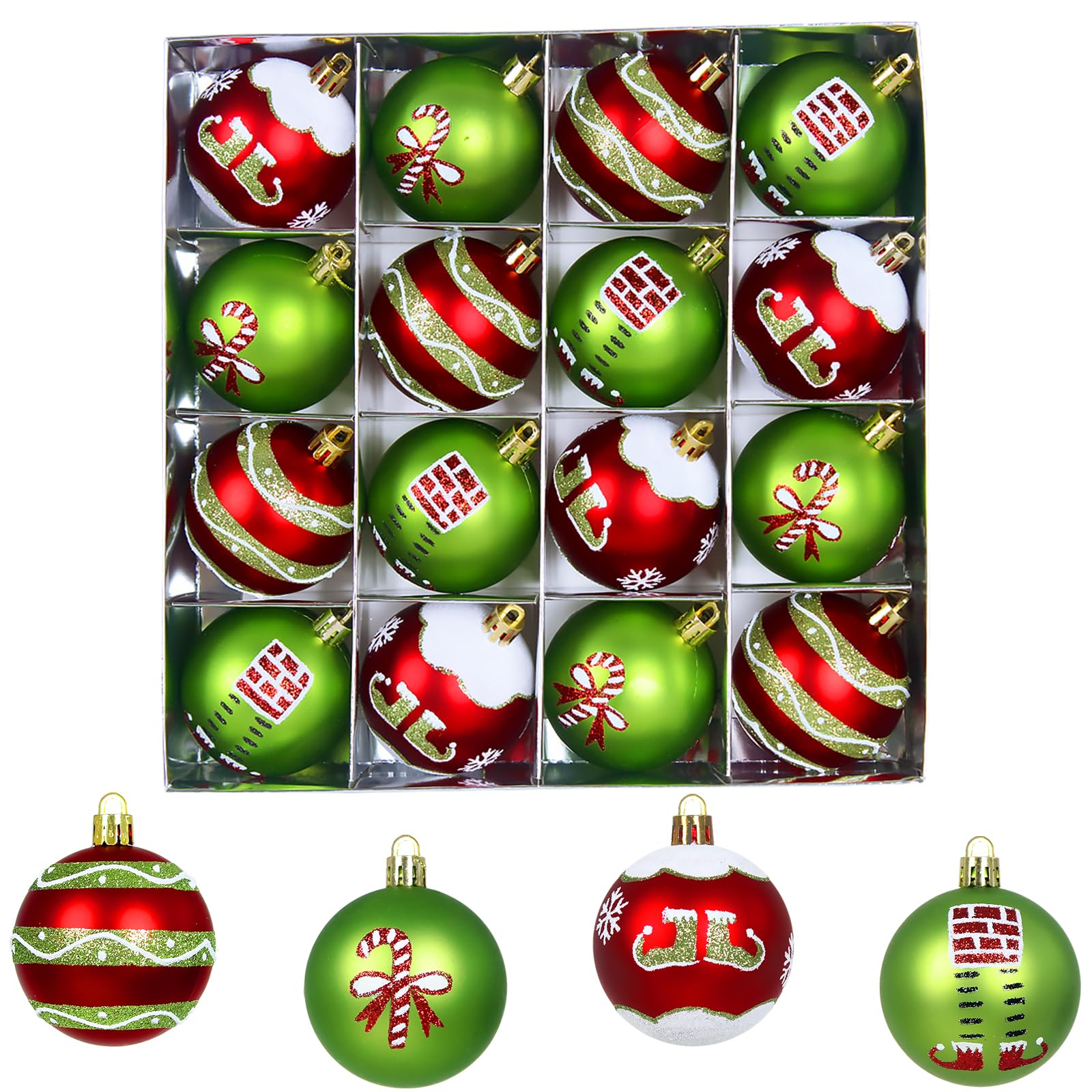 Fanfantoey Christmas Balls Ornaments Set--16 Pcs
