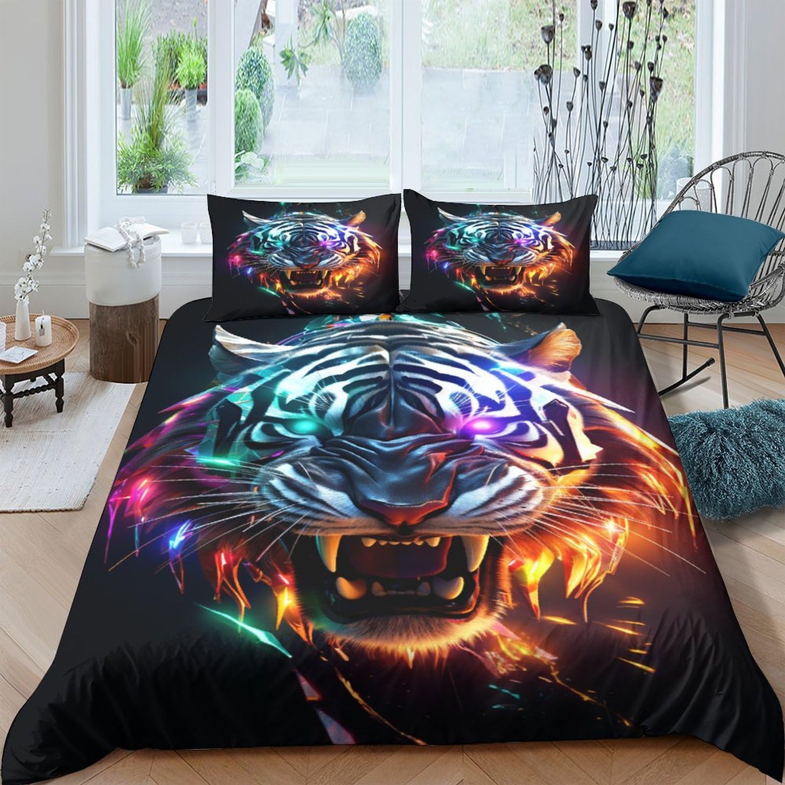 Housse de couette tigre zippée pour changer votre lit sans effort
