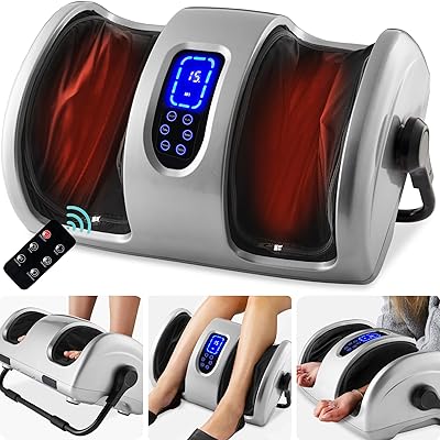 Best Choice Products Heated Shiatsu Foot Massager for Pain Relief, Plantar Fasciitis, Neuropathy, Blood Circulation w/Compact Design - Burgundy