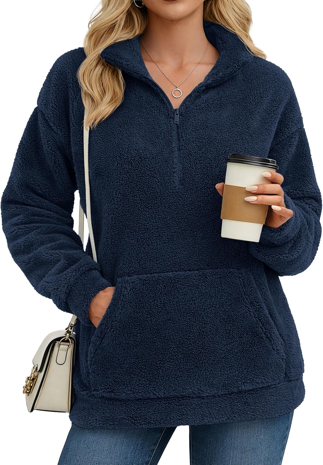 YUCOLEN Fleece Pullover Women Long Sleeve Fuzzy Half Zip Sweatshirt with Pockets Warm Winter Spring Jacket 2026 Trendy