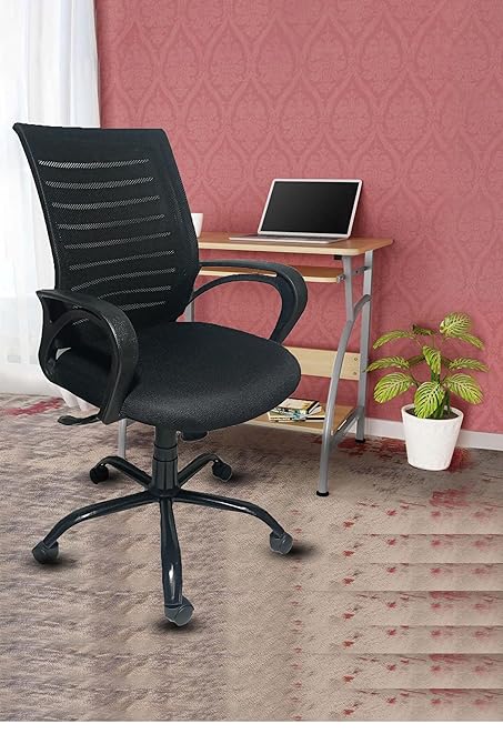 E Trend Furniture? - Office Chair | Computer Chair | Revolving Chair | 2 Years Warranty | Study Chair for Work from Home with Breathable mesh Adjustable Height and Fixed armrest (Black)