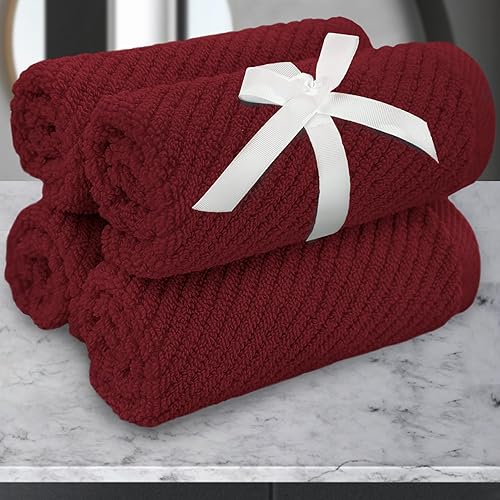 Vista 285 de VOOVA & MOVAS Juego de toallas rojas de baño, 100% algodón, ligeras, suaves, de secado rápido, juego de 6 toallas, 2 toallas de baño grandes de 30 x