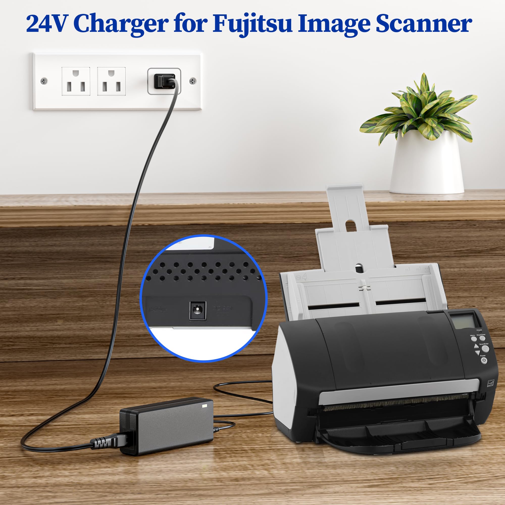 Amazon.com: 24V Power Cord for Fujitsu Scanner Charger for Fujitsu