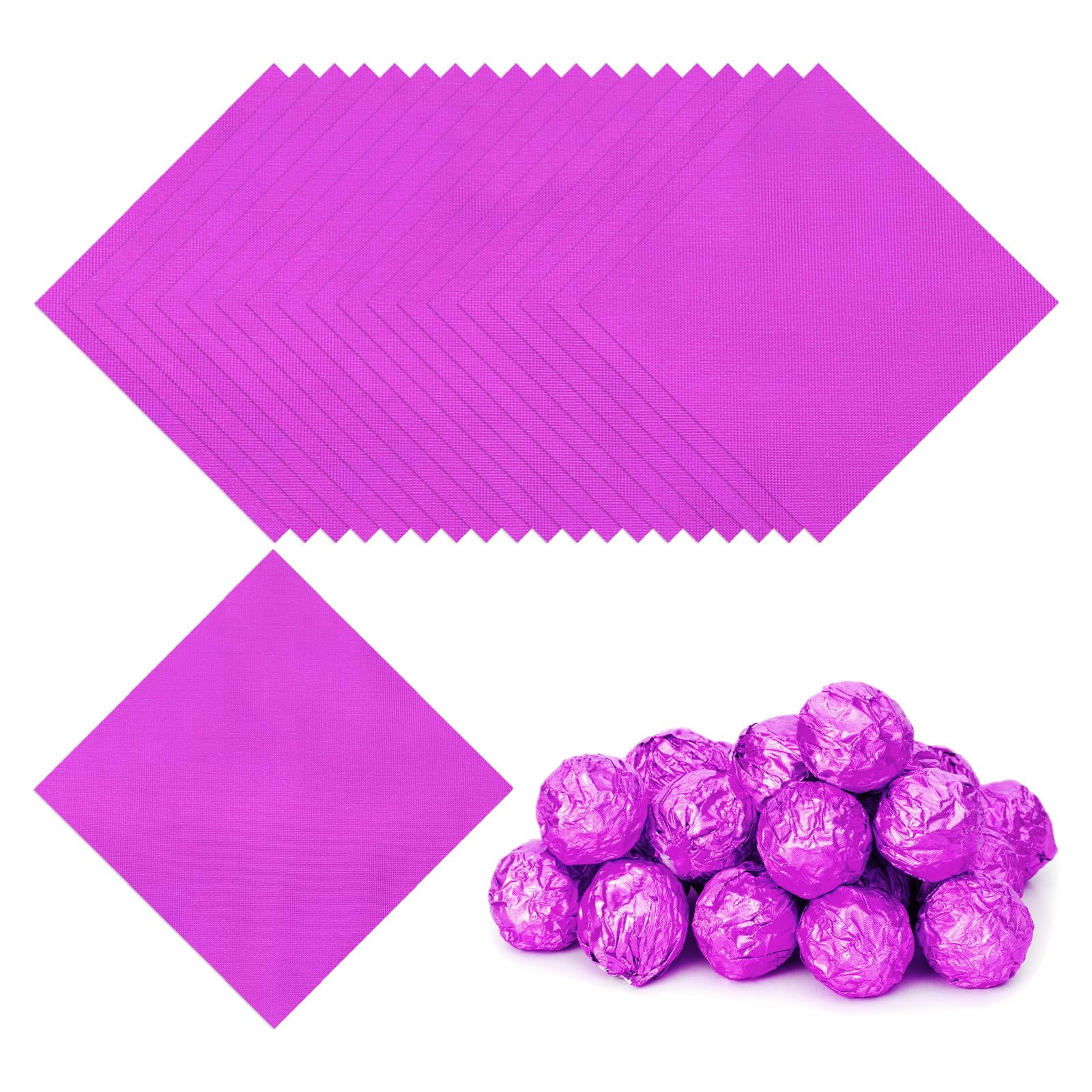 PATIKIL Foil Candy Wrappers 6x6 Inch, 100 Pcs Square Fine Grid Aluminium Foil Candy Wrapping Paper for DIY Chocolate Candies Packaging Decoration, Rose Red