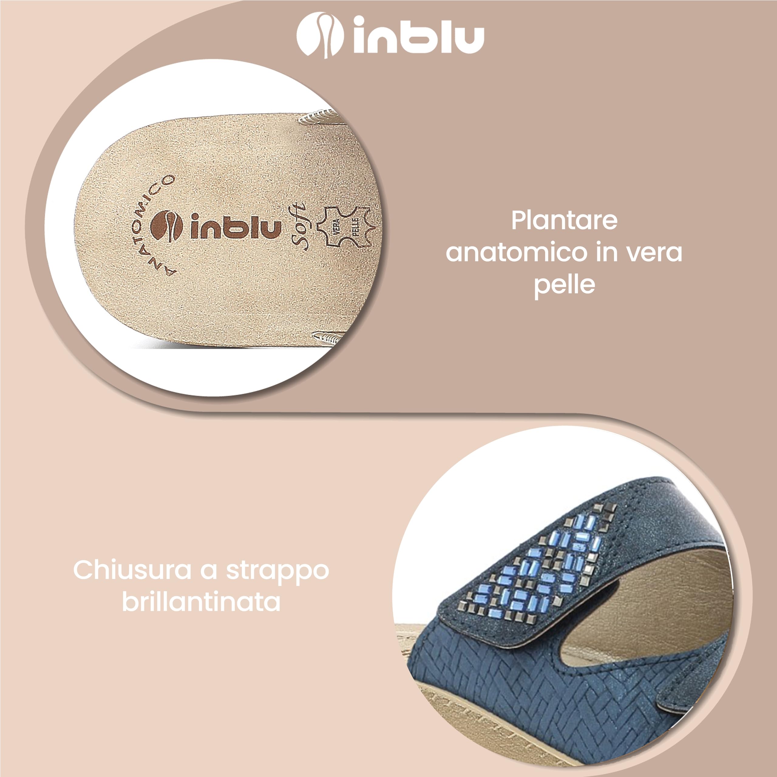 inblu Ciabatte Donna A Doppia Fascia Con Brillantini, Plantare In Pelle Sandali a ciabattaDonna