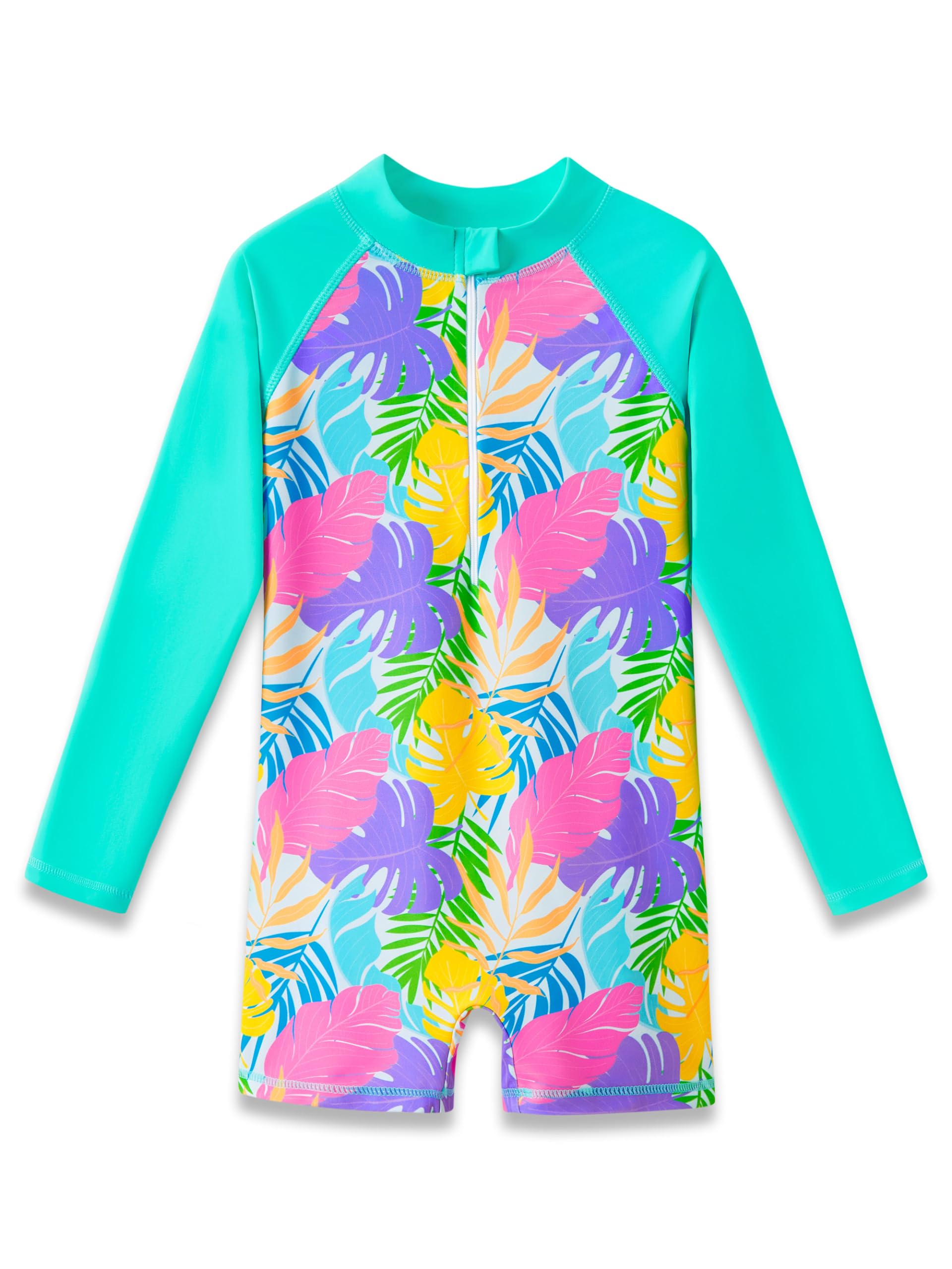 Dvenki Toddler Girls Long Sleeve Rashguard Swimsuit Zipper Sizes 2T-10