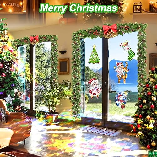 Miniatura 2 de BSRESIN 5 piezas de pintura de diamante de Navidad para ventana, calcomanías de diamantes para decoración del hogar de Navidad, manualidades para