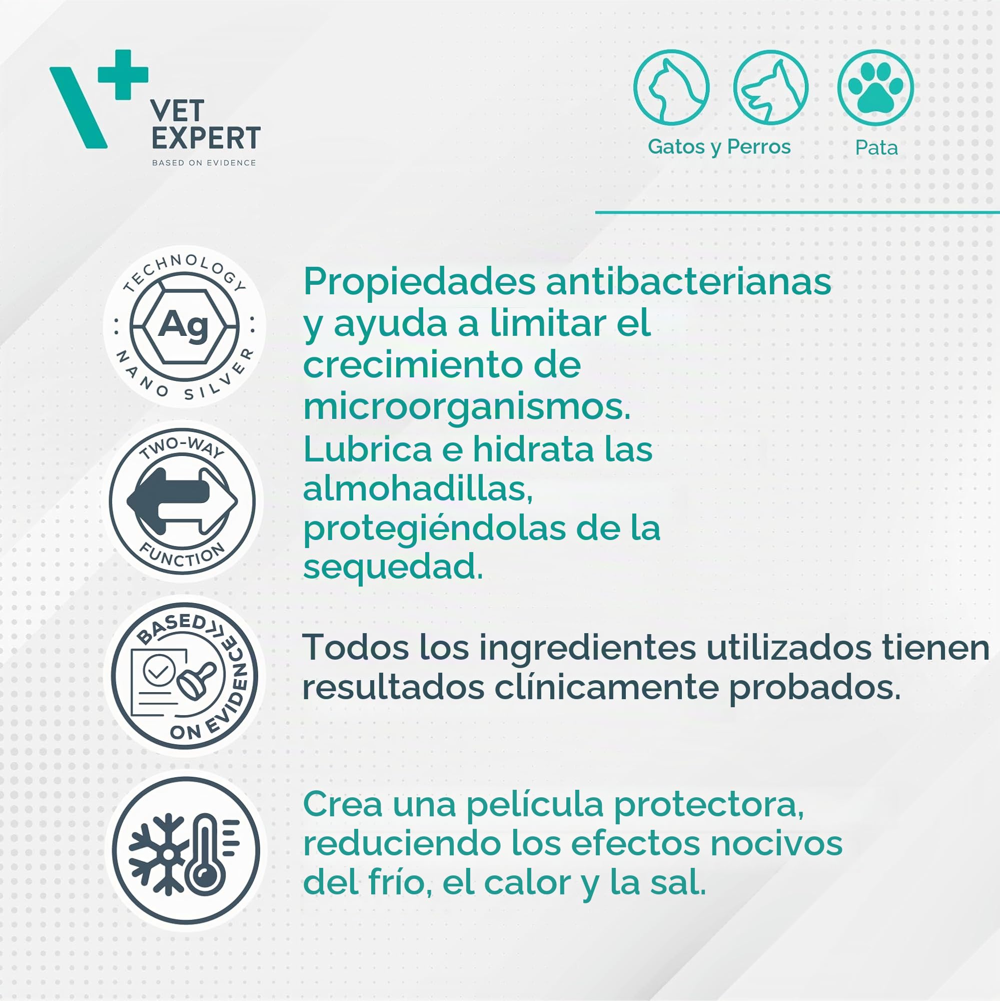 Vet Expert Pomada de protección de patas para perros y gatos, protector e hidratante con aceite de linaza, aceite de árbol de té y nanoplata, 75 ml