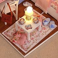 Vista 4 de Ogrmar Casa de madera para muñecas en miniaturas, "hazlo tú mismo", kit de casa con cubierta y luz led - Edad de los cálices