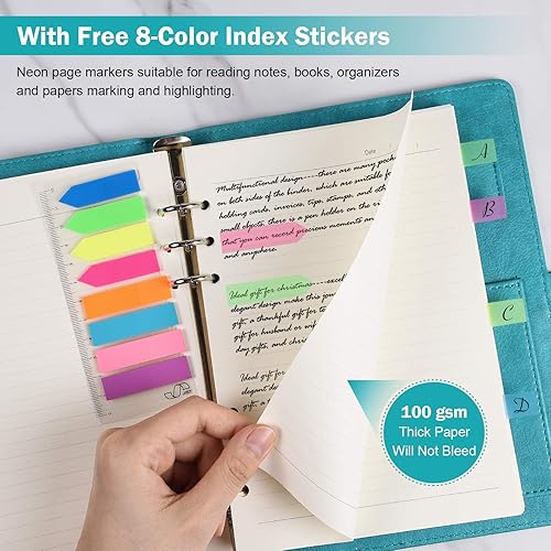 Miniatura 5 de Diario Carpeta A5, Organizador Planificador de 6 Anillos Rellenable, Cuaderno de Escritura de Negocios de Cuero, Cuaderno Diario de Tapa Dura Rayado