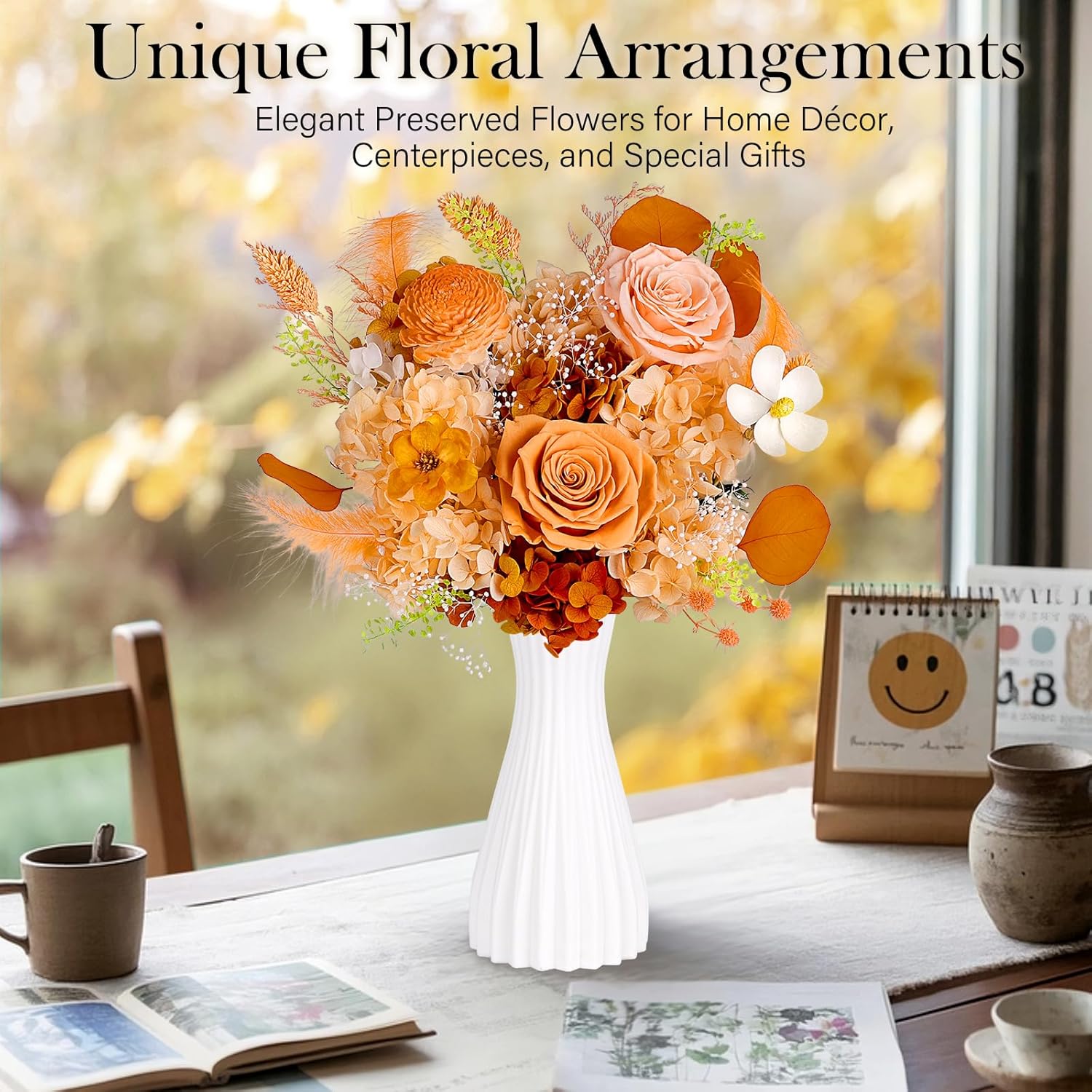 Preserved Flowers Bouquet - Forever Flowers for Delivery, Eternal Roses Bouquet That Last 3 Years, Anniversary Birthday Valentine Gifts for Women Mom Grandma Her Wife Girlfriend, Light Orange - Image 4