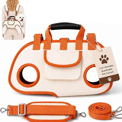 Bolso Transportín Mascotas 2 En 1 Transpirable, Mochila con Doble Correa