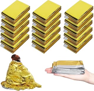 Begonia 15pcs Rettungsdecke Gold Silver 210 x 130cm Rettungsfolie Notfalldecke Wärmedecke Erste Hilfe Wärmefolie Emergency Blanket, Wasserdicht Rettungsdecke für Outdoor, Camping Notfallsituationen