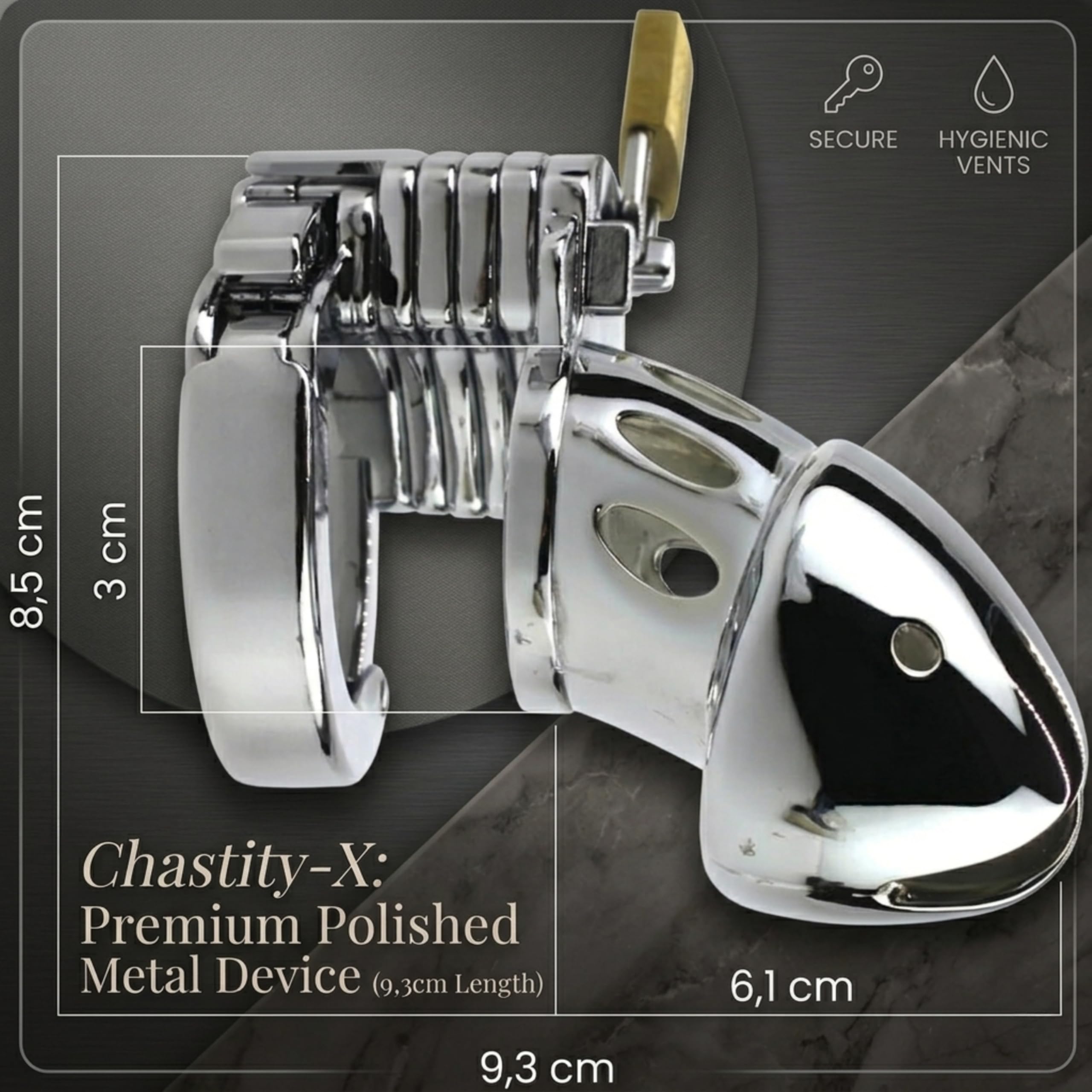 Cage de Chasteté Pénis 8cm ⌀3.1cm Métal Argent avec Cadenas Cages de Chasteté Discrètes et Confortables Sex Toy bondage Sextoys Homme Anneau Réglable Chastity Cage bdsm chasteté pour pénis FOPS N25-2
