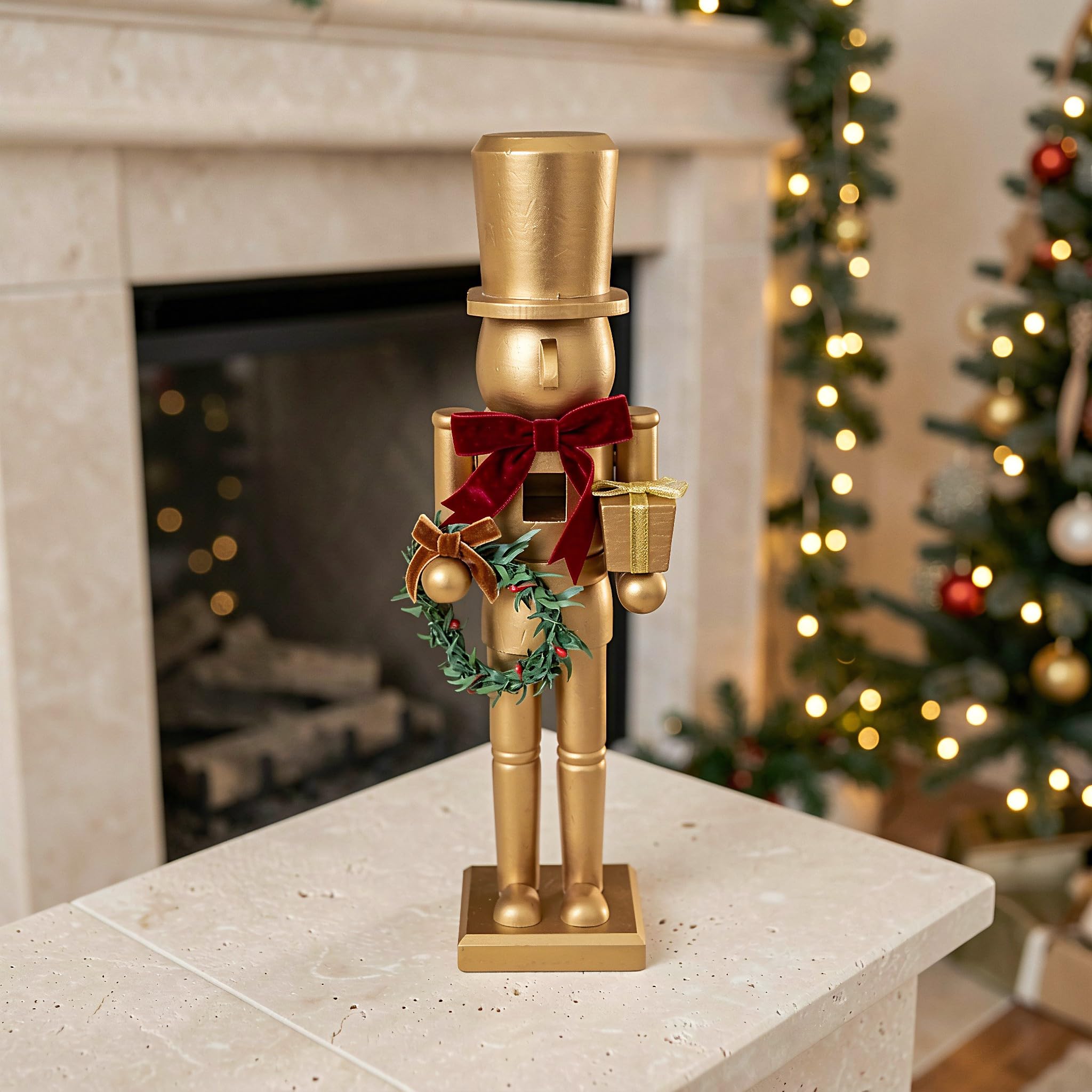 POPETPOP Figura navideña de Soldado Cascanueces de Madera para decoración