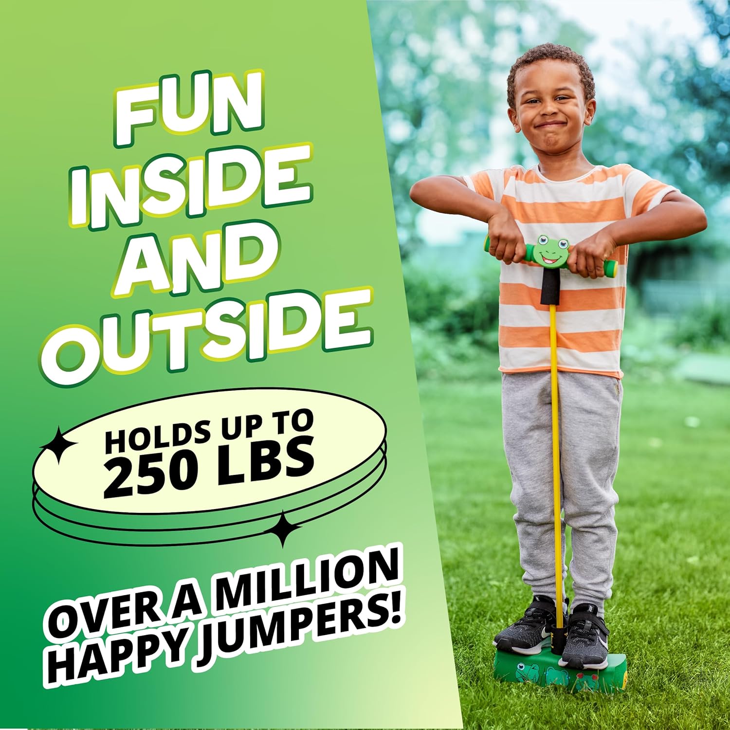 Flybar My First Foam Pogo Jumper for Kids Fun and Safe Pogo Stick for Toddlers, Durable Foam and Bungee Jumper for Ages 3 and up, Supports up to 250lbs (Frog) - view 3