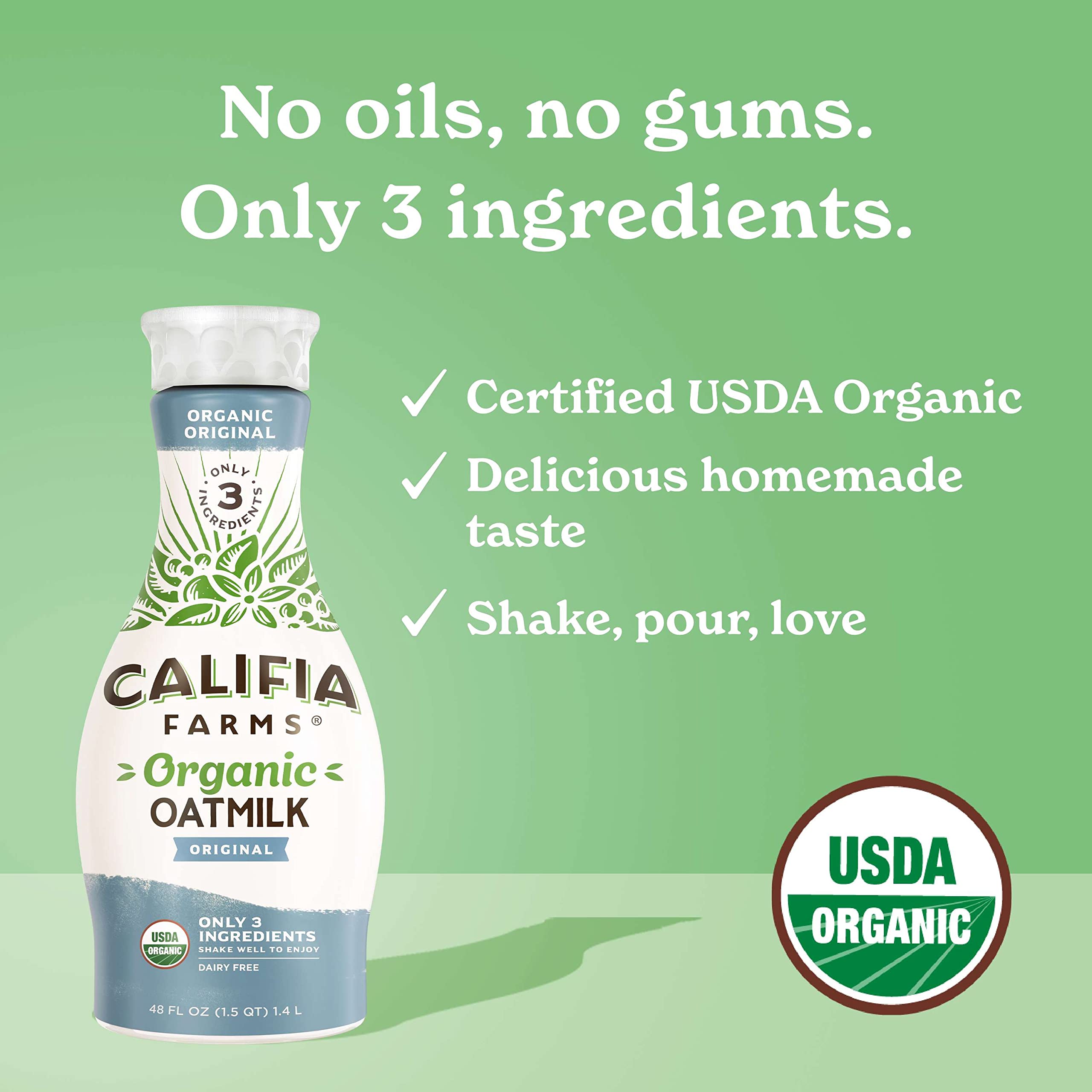 Califia Farms - Organic Original Oat Milk 48 Oz Dairy Free Plant Based Vegan Non GMO USDA Organic — view 12