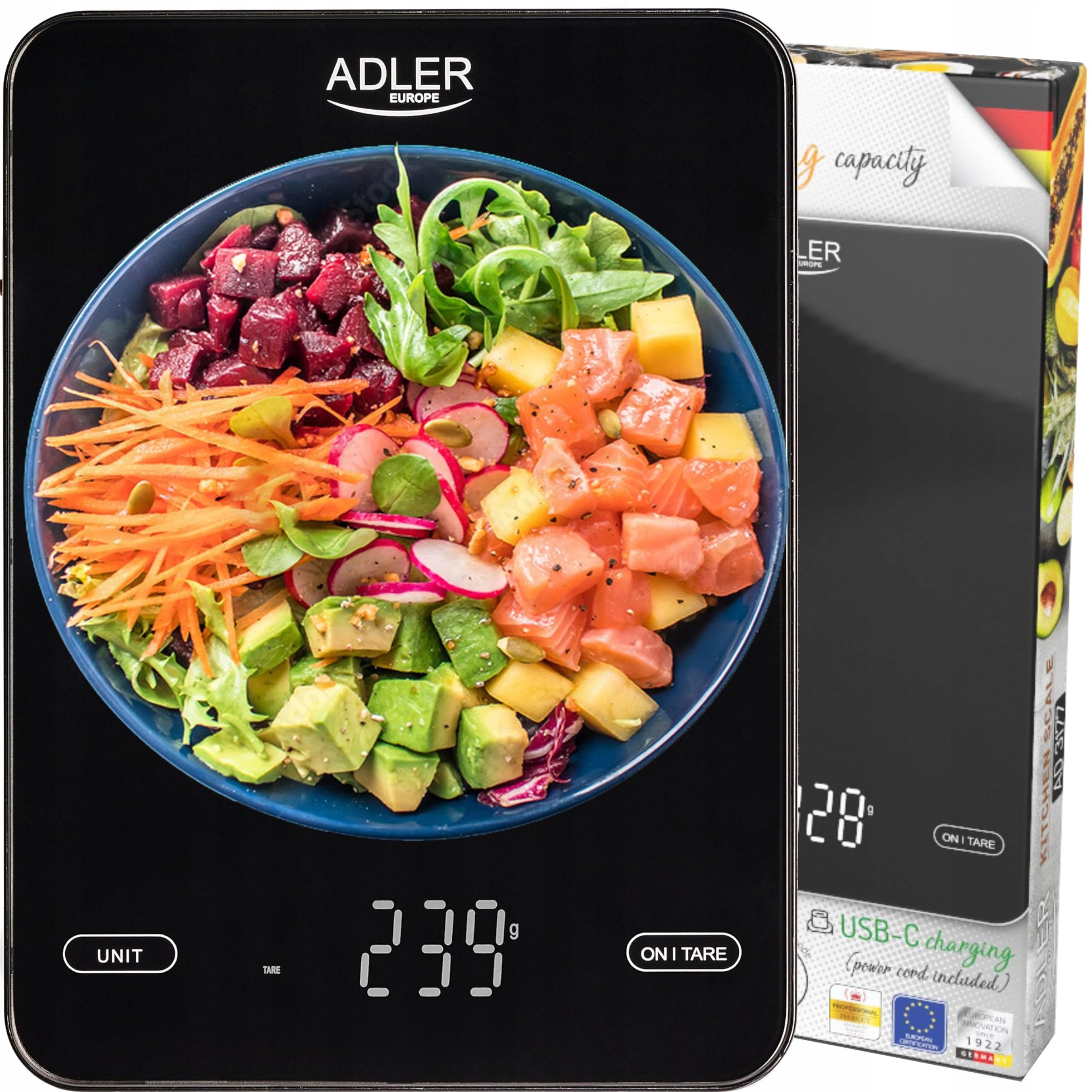 AD 3177 black Waga kuchenna 10kg ładowana przez USB