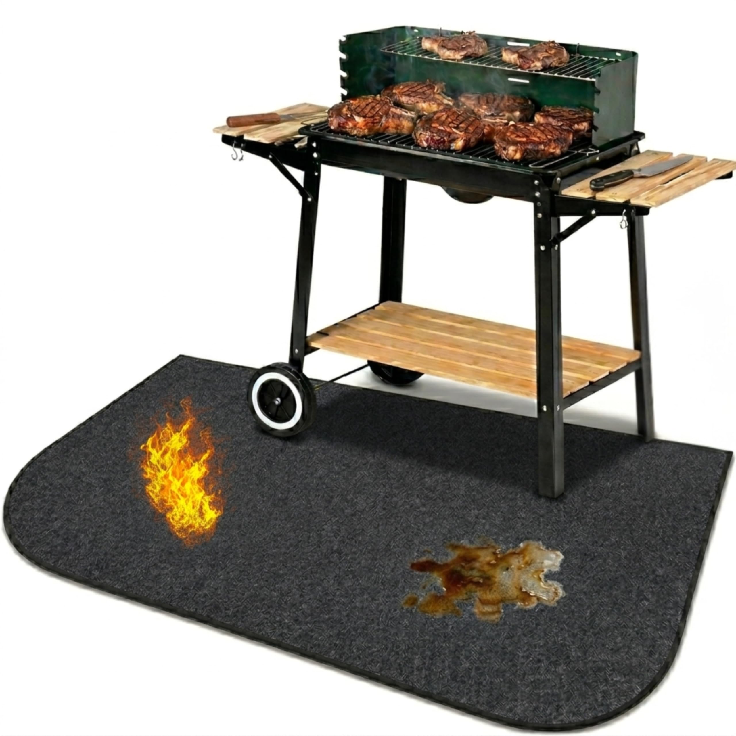 Tappeto Barbecue da Esterno 100 x 60 cm | Tappeto Ignifugo per Barbecue | Tappeto Barbecue Pavimento | Evita di Bruciare e Macchiare il Pavimento | Tappeto Ignifugo per Camino