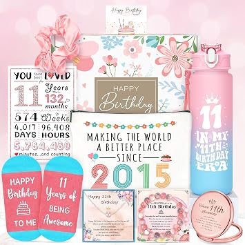 11 Year Old Girl Birthday Gifts For 11 Year Old Girl Gift Trendy Stuff Popular Happy 11Th Birthday Gifts For Girls Cool 11Th Decoration Gift Ideas Trending Presents Good Things With Tumbler Canvas Bag