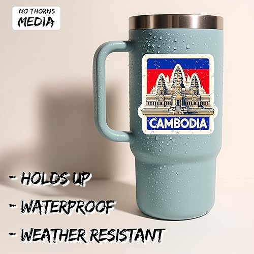 Miniatura 2 de Adhesivo Camboya de 4 pulgadas, destino de recuerdo de viaje por la ciudad, calcomanía de vinilo impermeable para laptop, botella de agua, vaso de