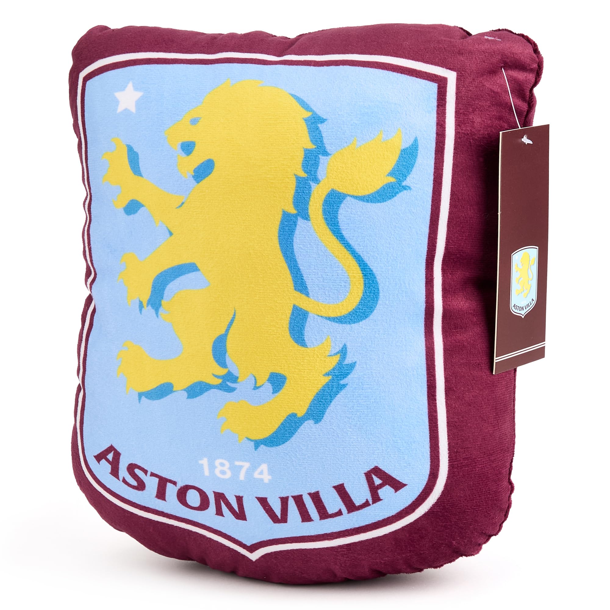 Aston Villa FC Crest Filled Plush Cushion, Official Licensed 28cm Soft Claret & Blue, 28 cm x 22 cm x 12 cm - Image 2