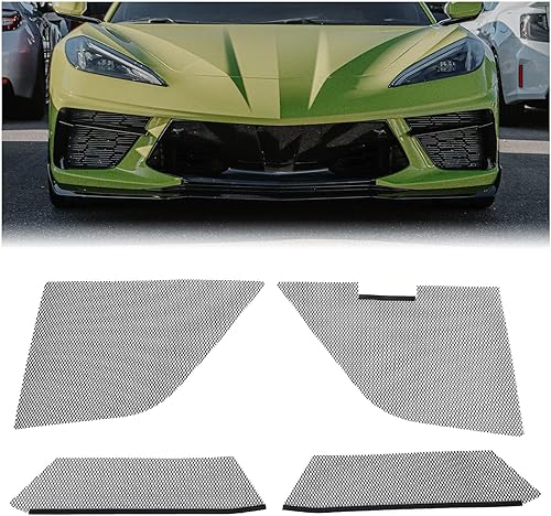 Miniatura 10 de KUAFU Rejilla de malla 2 piezas compatibles con Chevy Chevrolet Corvette C8 2020-2023 rejilla de ventilación de radiador exterior frontal, malla de