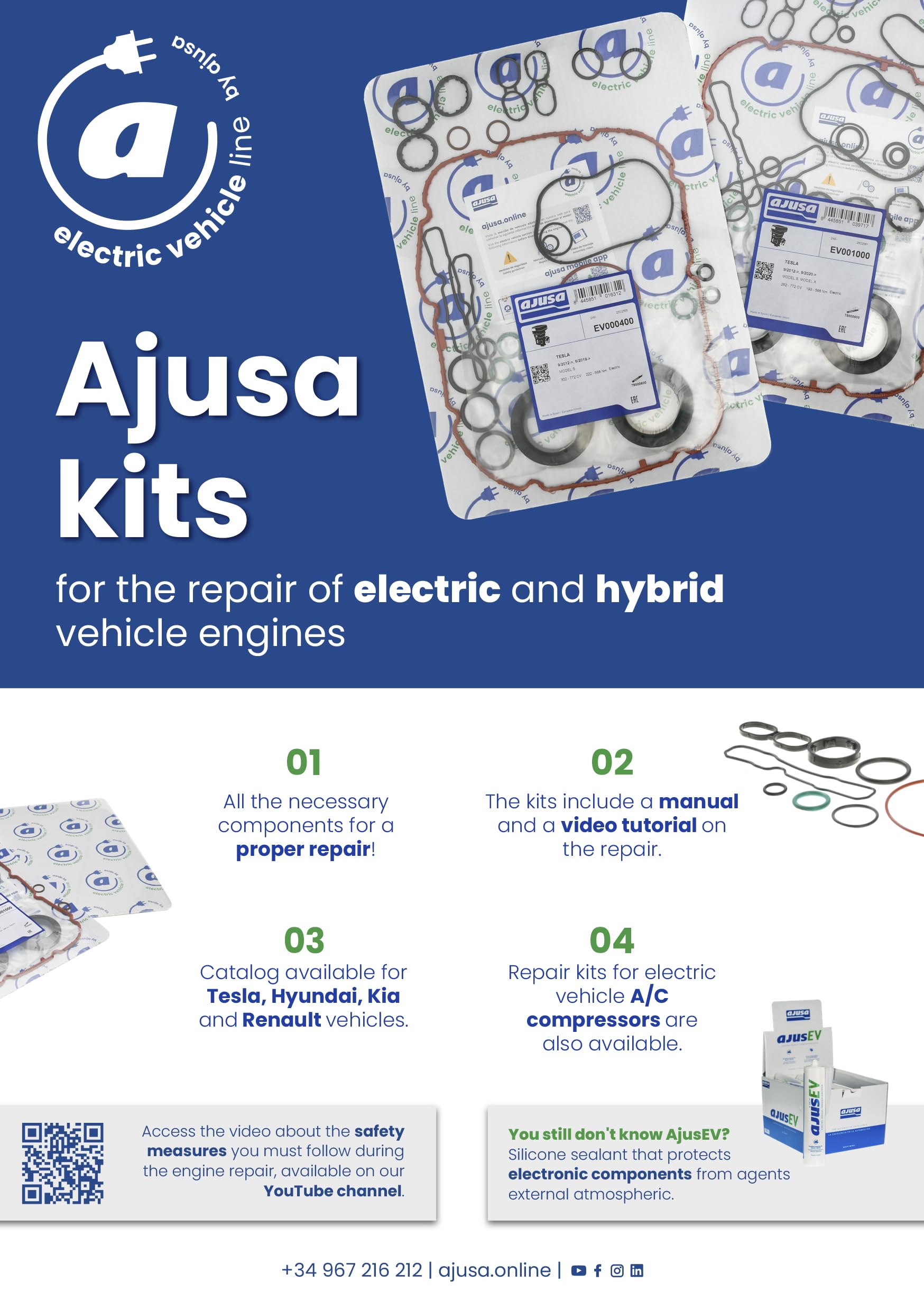 AJUSA EV000600 Kit de juntas motor eléctrico 1. Delantero