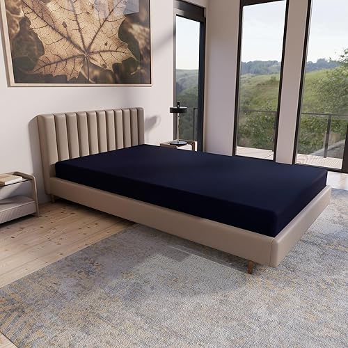 Miniatura 3 de Treaton, Colchón de vinilo enrollado de espuma de doble cara de firmeza media, de 5 pulgadas, tamaño individual, azul