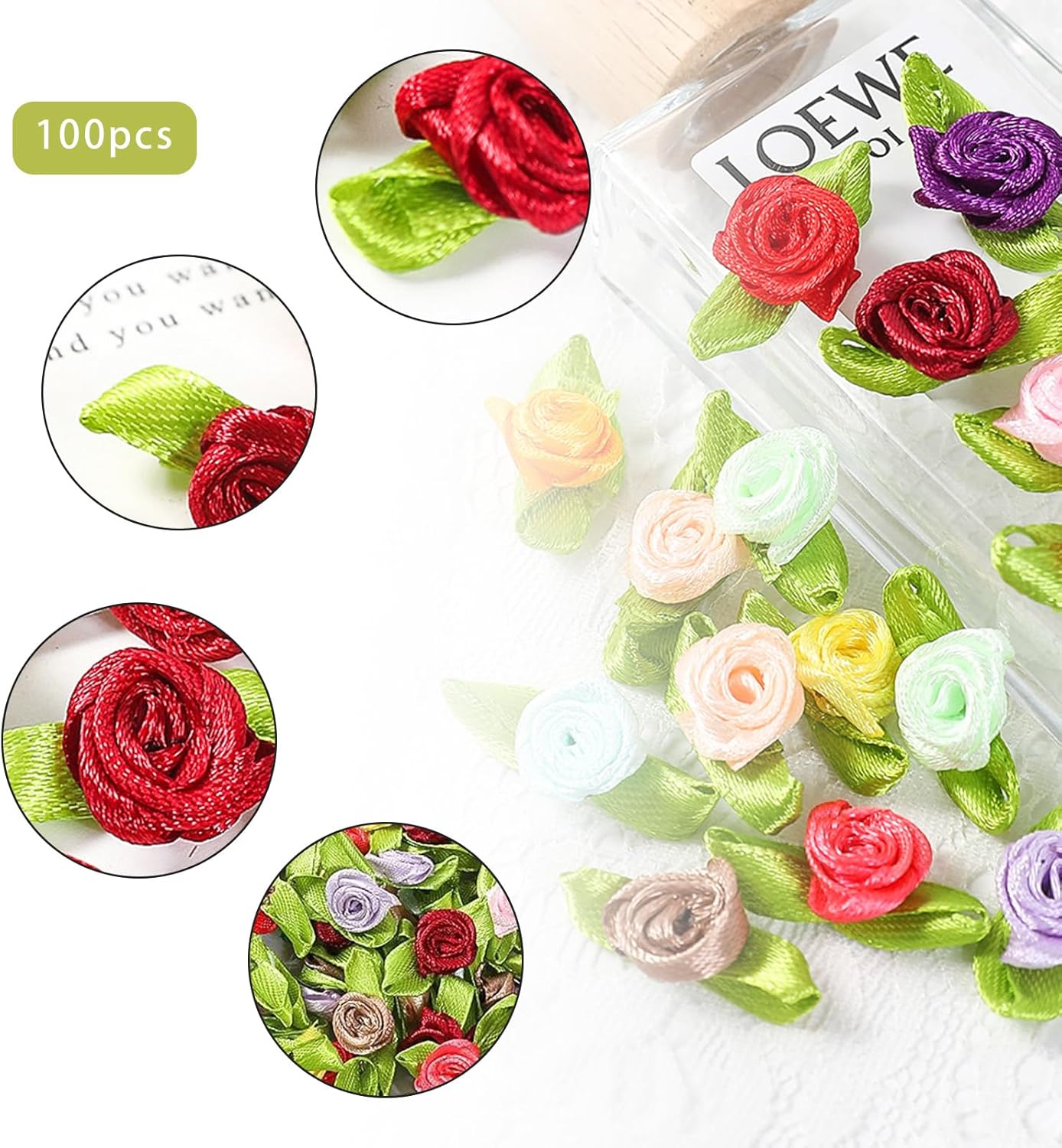 100 ornamenti floreali fai da te, fiori in tessuto da cucire in miniatura multifunzionale in 14 colori, per vestiti, cappelli, borse, scarpe, decorazioni fai da te 14