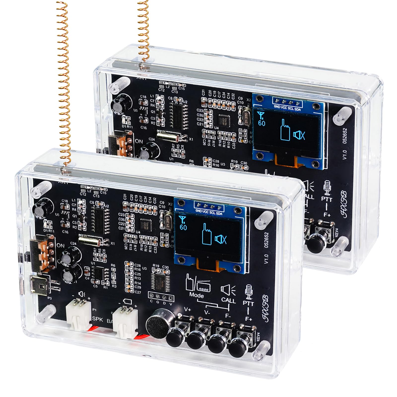 Aideepen 2 Set Kit Elettronico, Kit di Saldatura Walkie-Talkie Radio FM 2 in 1, Radio Digitale Fai da Te con Display OLED 87-108 MHz Kit di Pratica di Saldatura per Apprendimento e Insegnamento